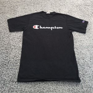 Champion Shirt Mens Large Black Short Sleeve Logo Casual Athleisure Graphic Tee